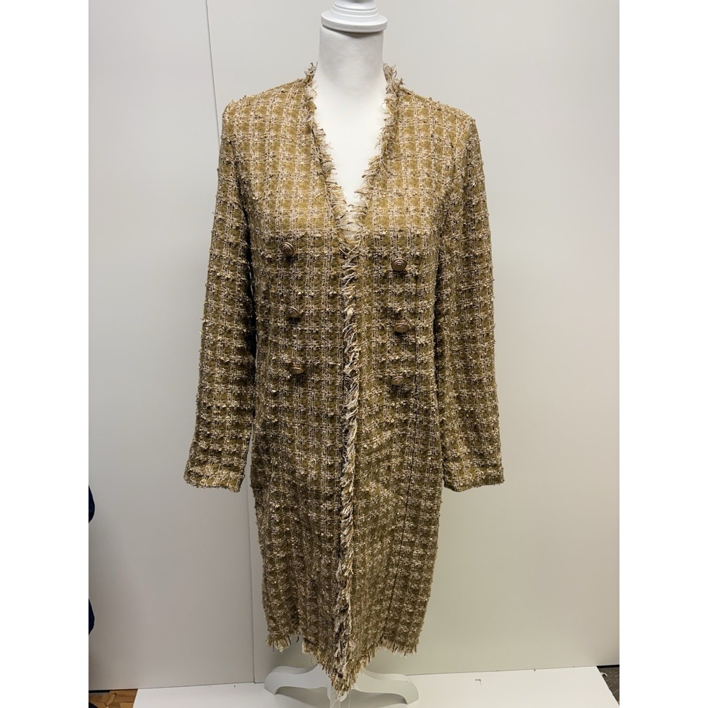 Tahari Gold Plaid Cardigan - Women's Size M‎